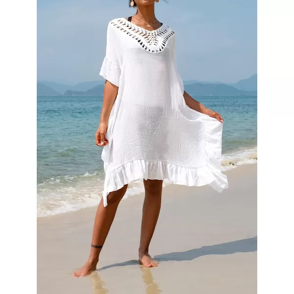 imageCUPSHE Womens Cover Up Fringe Hem Loose Waisted Knee Length BeachwearPearl White