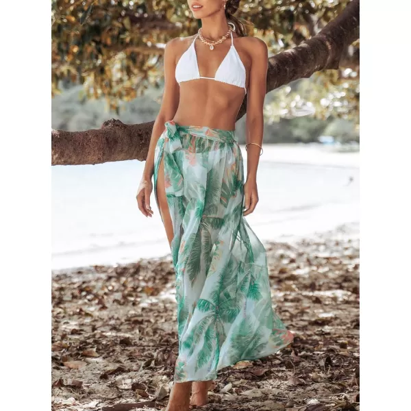imageCUPSHE Womens Cover Up Sarong Pareo Swimwear Skirt Semi Sheer Self Tie Sash Belt Beach Maxi Coverups SummerGreen
