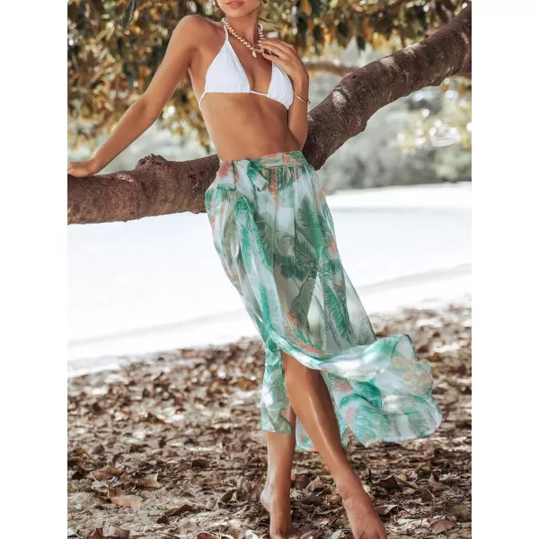 imageCUPSHE Womens Cover Up Sarong Pareo Swimwear Skirt Semi Sheer Self Tie Sash Belt Beach Maxi Coverups SummerGreen