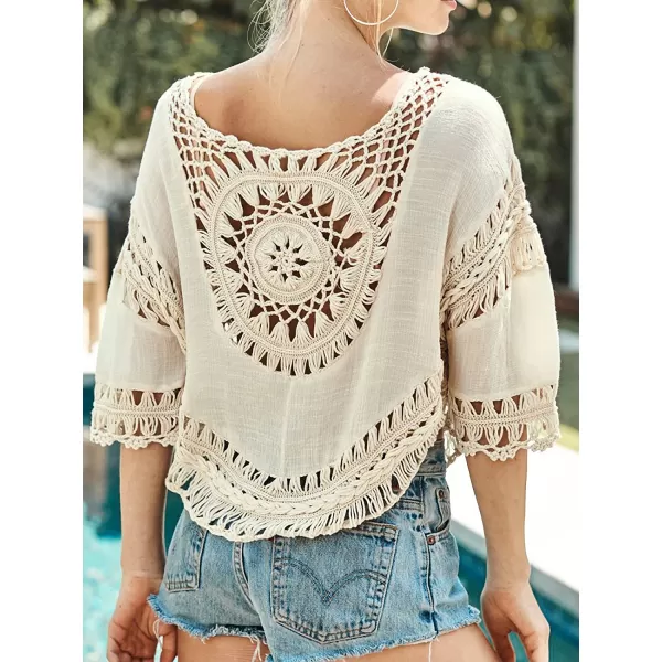 imageCUPSHE Womens Cover Up White Crochet Hollow Out SwimsuitIvory