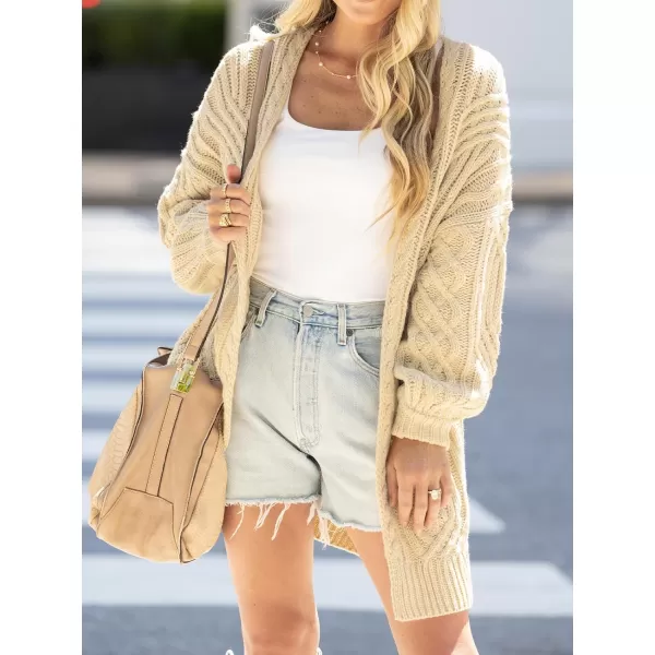 imageCUPSHE Womens Crew Neck Cardigans Sweater Tops Long Sleeves Knit Outwear Sweater CasualBeige