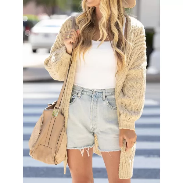 imageCUPSHE Womens Crew Neck Cardigans Sweater Tops Long Sleeves Knit Outwear Sweater CasualBeige