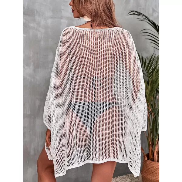 imageCUPSHE Womens Crochet Cover Up Bell Long 34 Sleeve V Neck Cover Up Set Loose Waisted Pull Over Short Length White One SizeCUPSHE Womens Crochet Cover Up Bell Long 34 Sleeve V Neck Cover Up Set Loose Waisted Pull Over Short Length White One Size