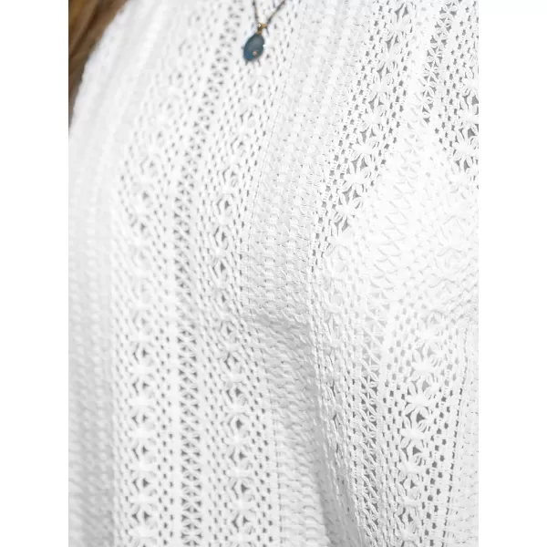 imageCUPSHE Womens Crochet Cover Up Swim Beach Cover Up Sleeveless Tunic Top Asymmetric Hem BeachwearWhite