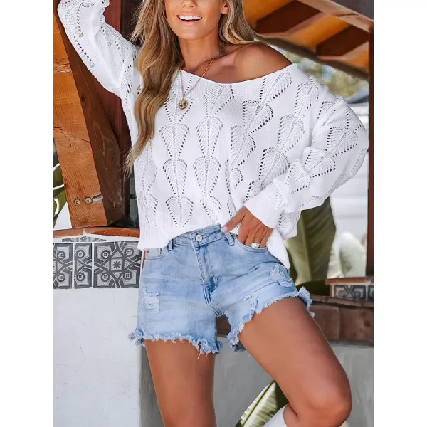 imageCUPSHE Womens Cutout Leaf VNeck CoverUp Top Long SleevesWhite