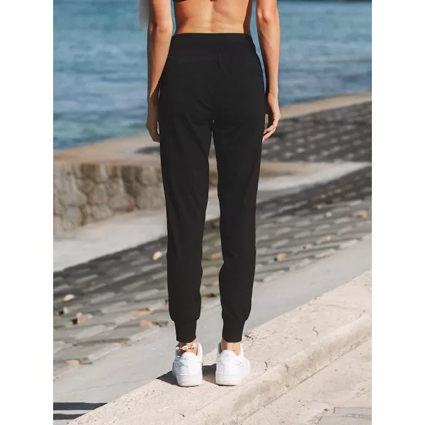 imageCUPSHE Womens Drawstring Sweatpants Elastic Waist Seven Eights Carrot PantsBlack