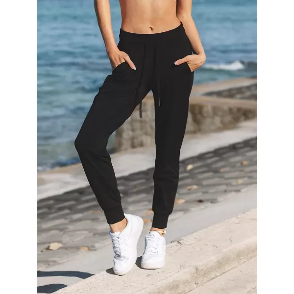 imageCUPSHE Womens Drawstring Sweatpants Elastic Waist Seven Eights Carrot PantsBlack
