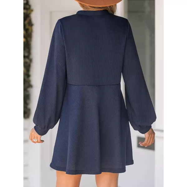 imageCUPSHE Womens Dress HalfPlacket Mini Dresses Long Sleeve Button Front Dressing CasualBlue