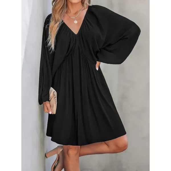 imageCUPSHE Womens Dress Long Sleeve Backless Tassel Tie Flowy Mini Dresses Long Sleeves CasualBlack