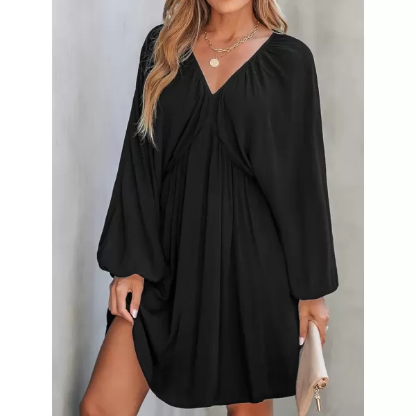 imageCUPSHE Womens Dress Long Sleeve Backless Tassel Tie Flowy Mini Dresses Long Sleeves CasualBlack