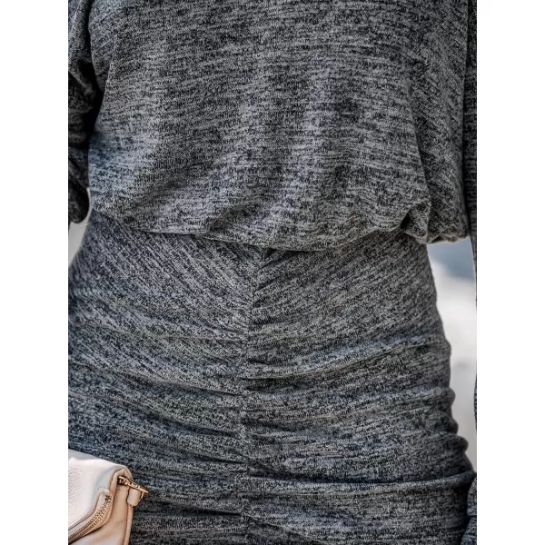 imageCUPSHE Womens Dress Long Sleeve OneShoulder Ruched Dresses Short Sleeves Bodycon CasualGrey