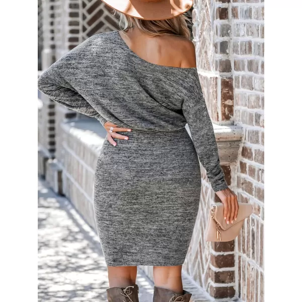 imageCUPSHE Womens Dress Long Sleeve OneShoulder Ruched Dresses Short Sleeves Bodycon CasualGrey