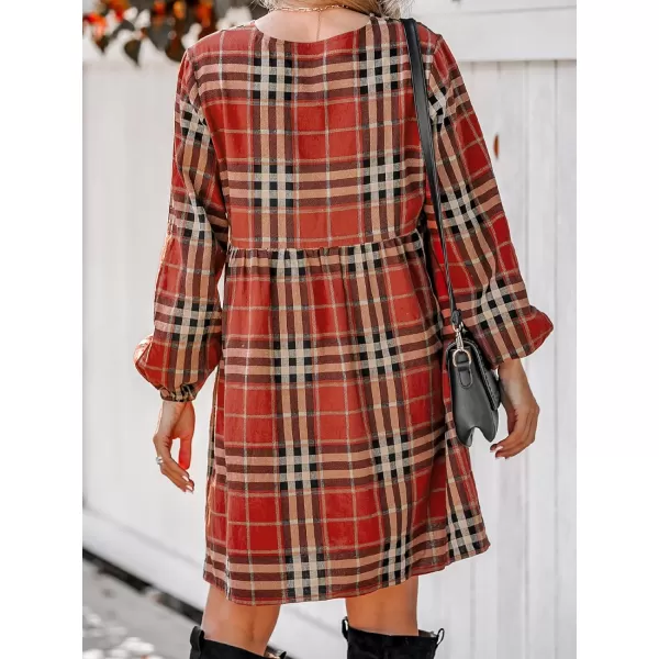 imageCUPSHE Womens Dress V Neck Long Peasant Sleeves Mini Straight DressesRed