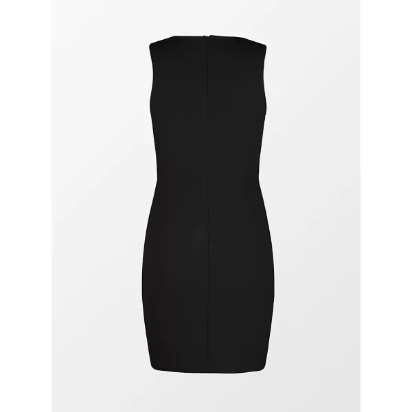 imageCUPSHE Womens Dresses V Neck Party Short Length Dresses Slit Bodycon Dressing with Scalloped DetailBlack