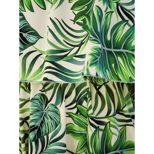 imageCUPSHE Womens Dresses for Summer A Line Dresses Off Shoulder Ruffle Maxi Tropical Printed DressLight Green