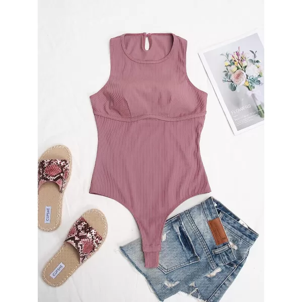 imageCUPSHE Womens Dusty Pink Tank BodysuitCUPSHE Womens Dusty Pink Tank Bodysuit