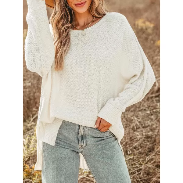 imageCUPSHE Womens Fall Casual Balloon Sleeve One Shoulder Pointelle Knit Loose Pullover Sweater Winter BlouseWhite