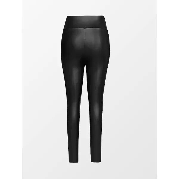 imageCUPSHE Womens Faux Leather High Waist Leggings Solid Black Skinny PantsBlack