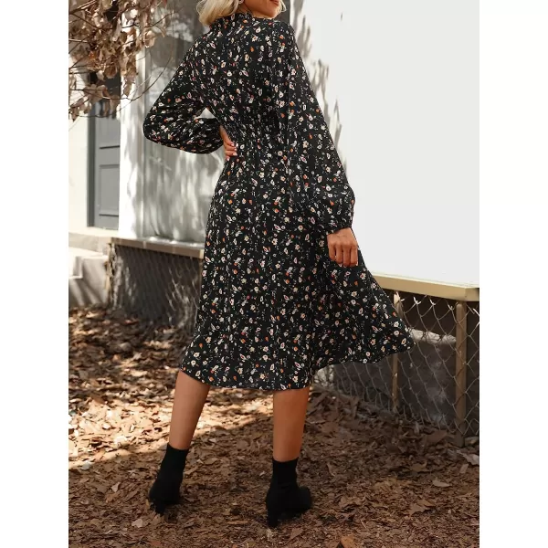 imageCUPSHE Womens Floral Midi Dresses Aline Fall V Neck Long Sleeves Fall DressMulticoloured