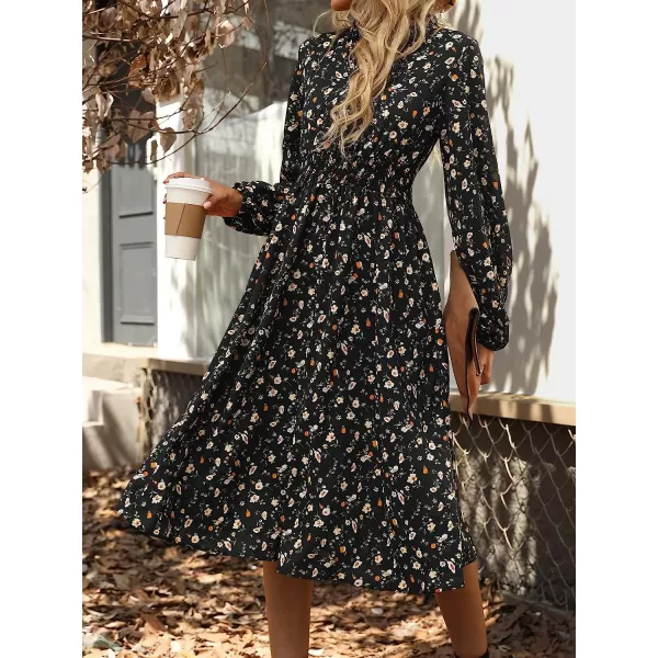 imageCUPSHE Womens Floral Midi Dresses Aline Fall V Neck Long Sleeves Fall DressMulticoloured