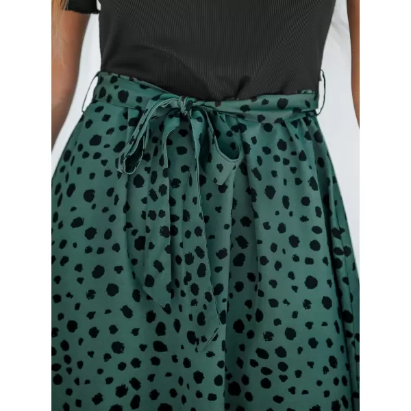 imageCUPSHE Womens Floral Paisley Mini Dress Crew Neck Short Sleeve Belted Tie A Line Stripe Midi Summer DressesGreen Speckled