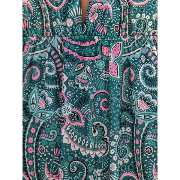 imageCUPSHE Womens Floral Paisley Print Halter Dress Mixi Dress Sleeveless Summer DressGreen Floral