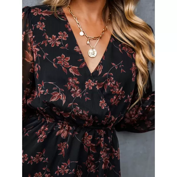 imageCUPSHE Womens Floral Print Chiffon ALine Mini Dress Long Peasant SleevesFloral