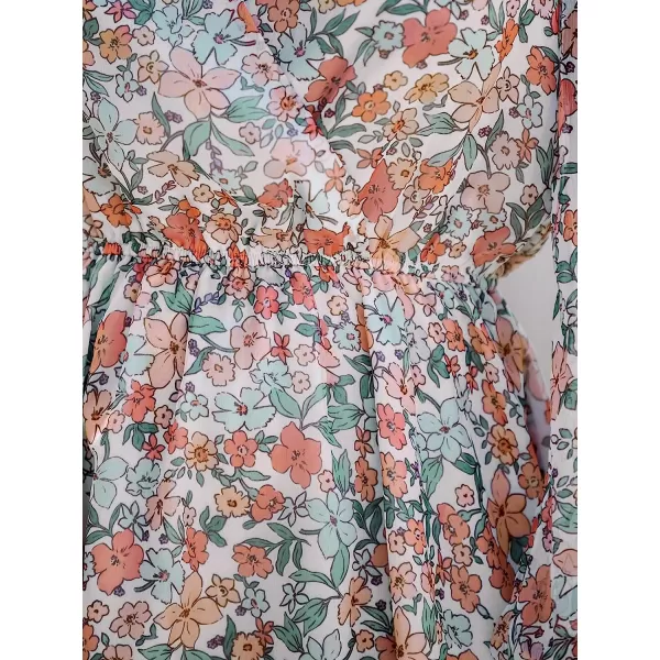 imageCUPSHE Womens Floral Print Chiffon ALine Mini Dress Long Peasant SleevesOrange Floral