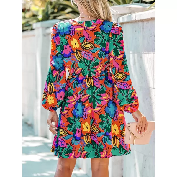 imageCUPSHE Womens Floral Print Chiffon ALine Mini Dress Long Peasant SleevesRedampblue Floral