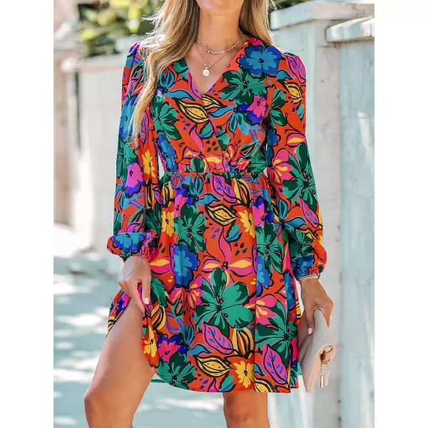 imageCUPSHE Womens Floral Print Chiffon ALine Mini Dress Long Peasant SleevesRedampblue Floral