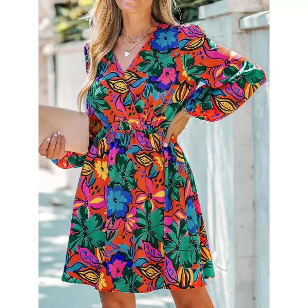 imageCUPSHE Womens Floral Print Chiffon ALine Mini Dress Long Peasant SleevesRedampblue Floral