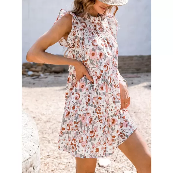 imageCUPSHE Womens Floral Print Mock Neck Babydoll Dress Sleeveless Dresses Casual SummerPink Floral