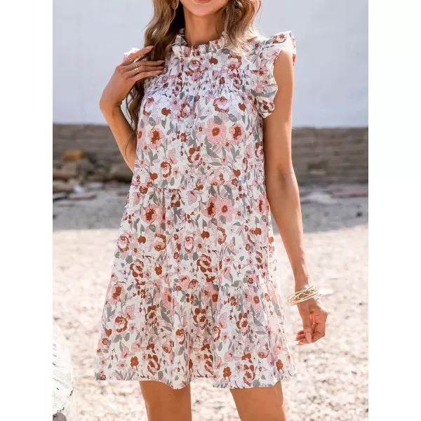 imageCUPSHE Womens Floral Print Mock Neck Babydoll Dress Sleeveless Dresses Casual SummerPink Floral