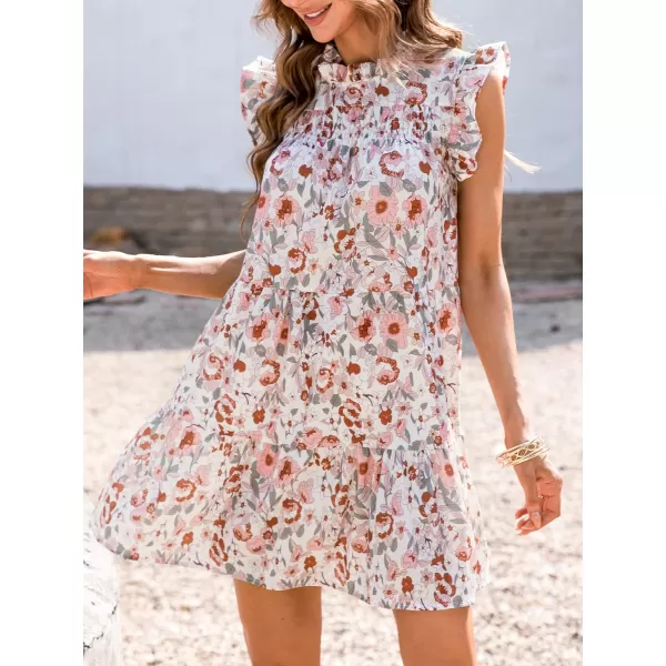 imageCUPSHE Womens Floral Print Mock Neck Babydoll Dress Sleeveless Dresses Casual SummerPink Floral
