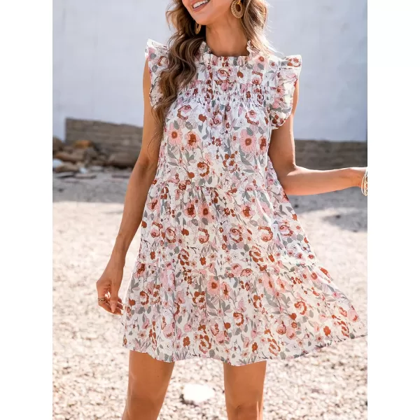 imageCUPSHE Womens Floral Print Mock Neck Babydoll Dress Sleeveless Dresses Casual SummerPink Floral