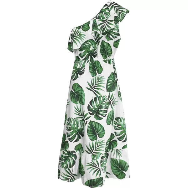imageCUPSHE Womens Floral Print One Shoulder Ruffle Ankle Length DressWhite