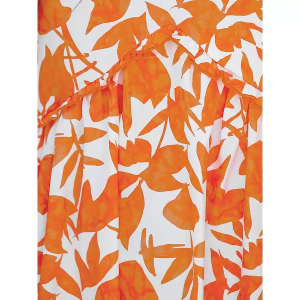 imageCUPSHE Womens Floral Print Ruffled Midi Dress VNeck Sleeveless Summer DressOrange Floral