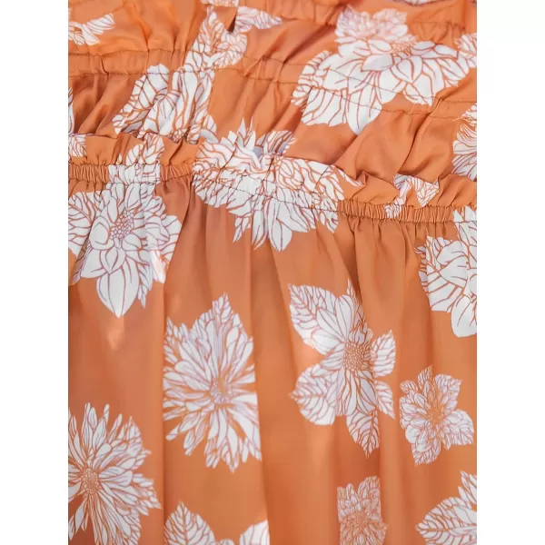 imageCUPSHE Womens Floral Print Sleeveless Short Dress V Neck Midi Cami DressOrange