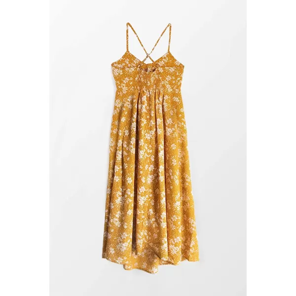imageCUPSHE Womens Floral Print V Neck Sleeveless Button Mid Calf DressYellow