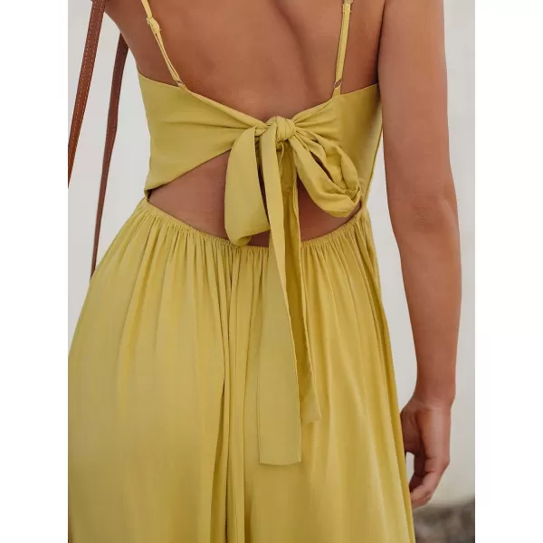 imageCUPSHE Womens Floral Print V Neck Sleeveless Long Dress Adjustable Cami Maxi DressYellow