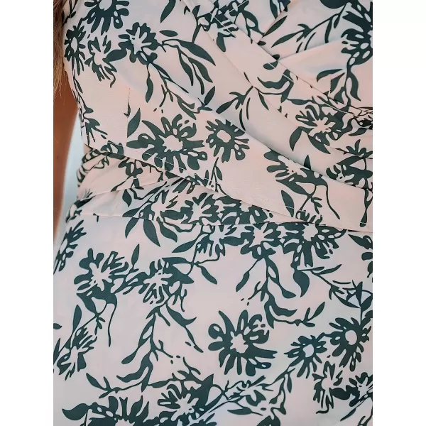 imageCUPSHE Womens Floral Print WrapFront Mini Dress Cami VNeck Dress Sleeveless DressGreen Floral