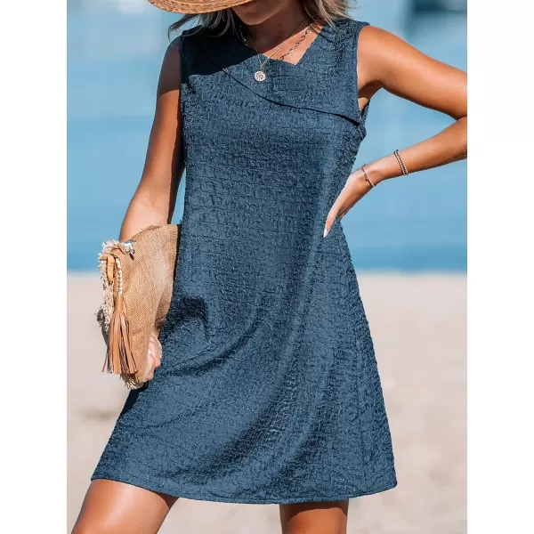 imageCUPSHE Womens Foldover V Neck Sleeveless Loose Midi Beach DressNavy Blue