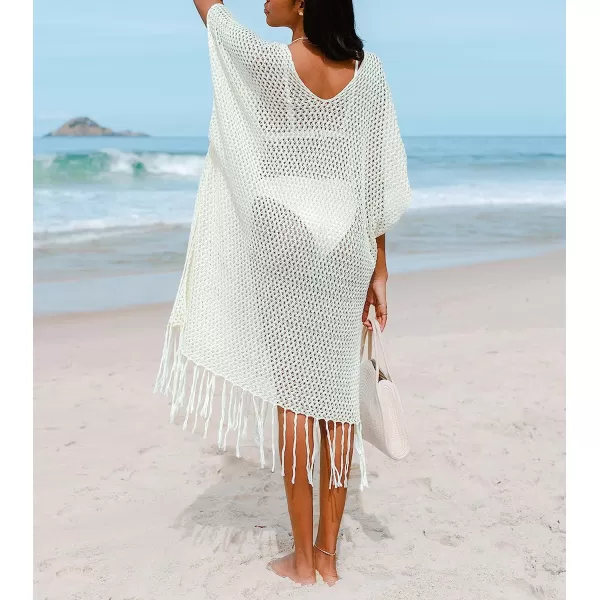 imageCUPSHE Womens Fringe Hem Split Cover Up BeigeBeige