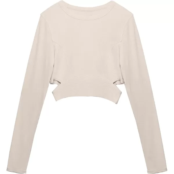 imageCUPSHE Womens Green CutOut Side Sweatshirt Casual Pullover Tunic TopsBrown