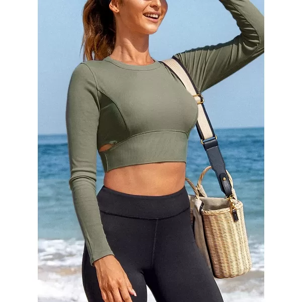 imageCUPSHE Womens Green CutOut Side Sweatshirt Casual Pullover Tunic TopsGreen