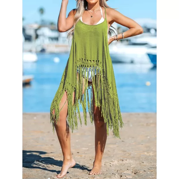 imageCUPSHE Womens Gulf Breeze Sleeveless Tassel Hem Swimsuit Cover UpYellow