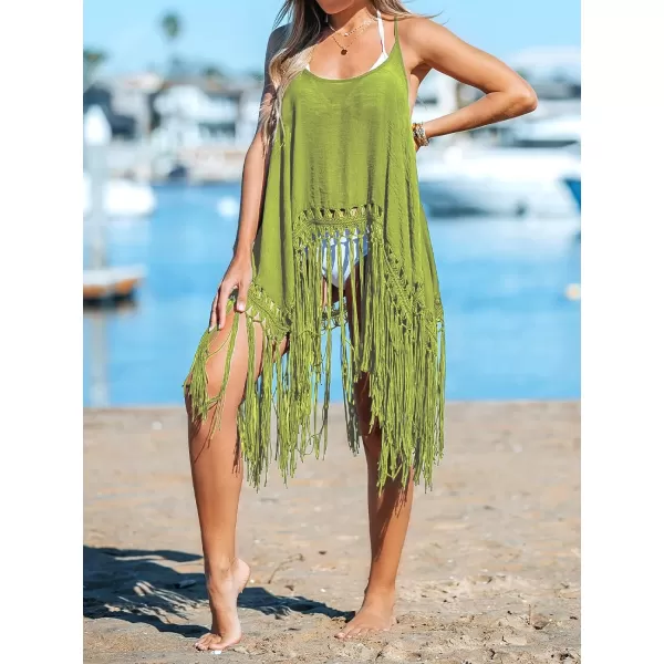imageCUPSHE Womens Gulf Breeze Sleeveless Tassel Hem Swimsuit Cover UpYellow