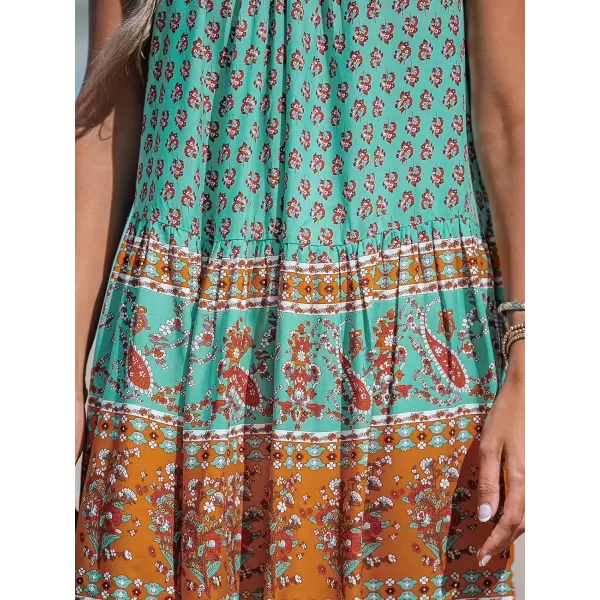 imageCUPSHE Womens Halter Loose Short Dress Floral Print Formal Dress A Line MiniGreen Floral