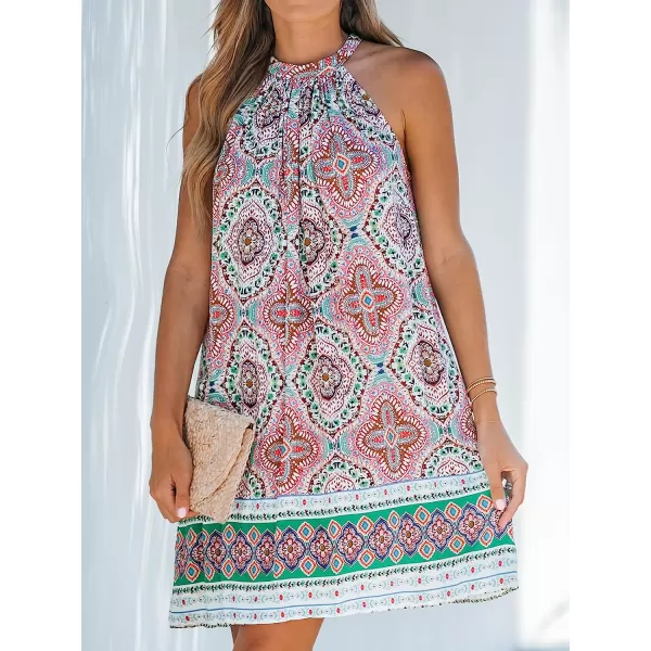 imageCUPSHE Womens Halter Paisley Print Sleeveless Mini Dress Casual A Line Summer Short DressPink Paisley