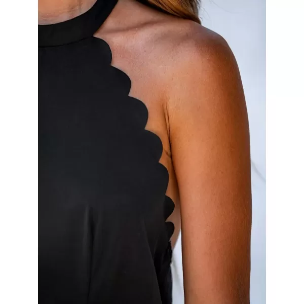 imageCUPSHE Womens Halter Scalloped Sleeveless Mini Dress Casual A Line Summer Mini DressBlack